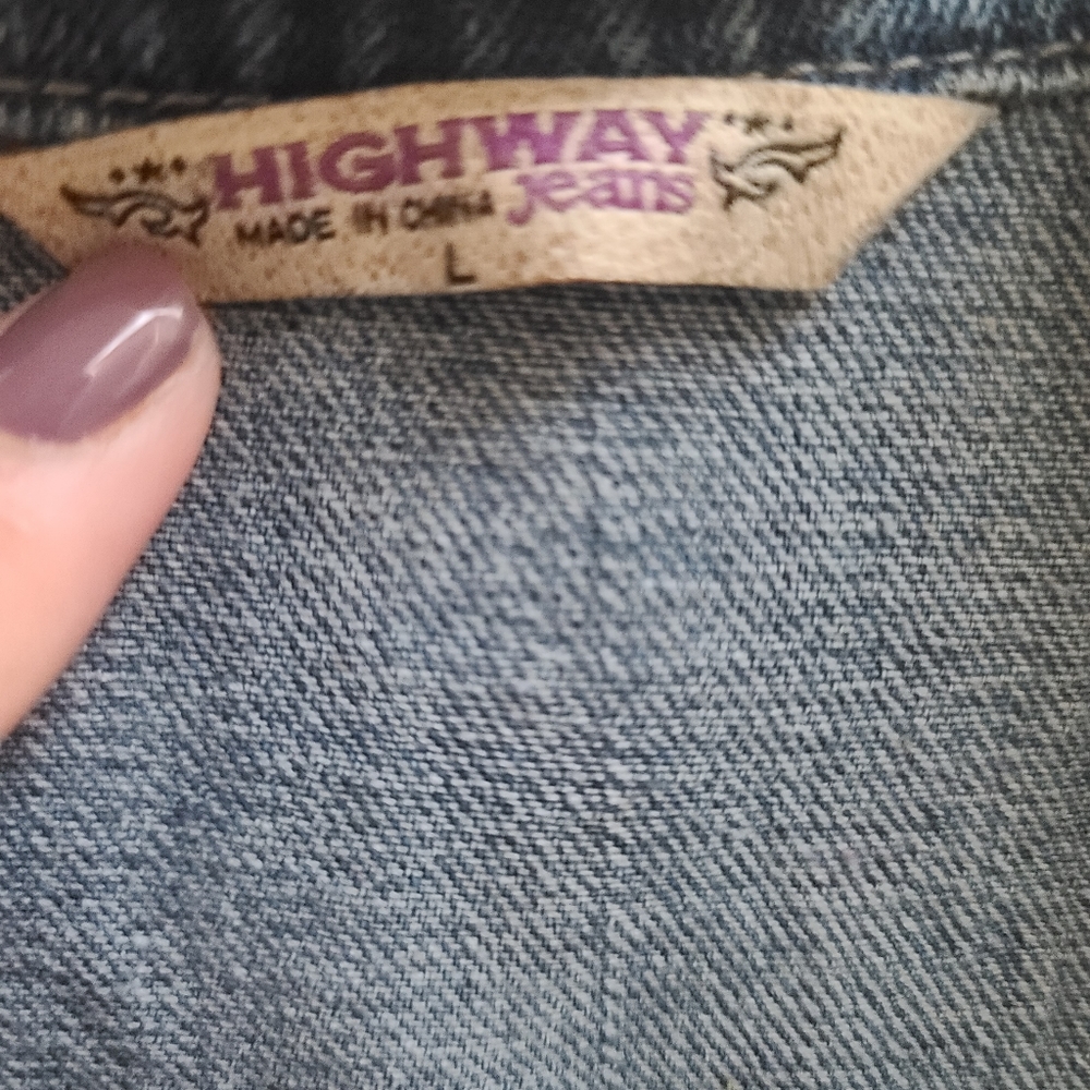 Highway jeans Casual denim hooded vest jacket L - Picture 7 of 11